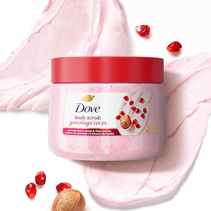 Dove Pomegranate& Shea Butter Body Scrub Exfoliates and Deeply Nourishes for Smooth, Radiant Skin 15oz