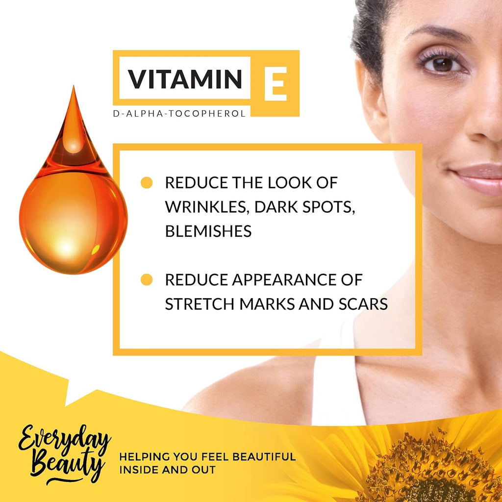 Pure Vitamin E Oil - D-Alpha Tocopherol 100% Pure & All Natural 2.02 Fl Oz Glass Bottle & Dropper 42,500 IU per oz - Thick, Amber Color, Nutty Aroma From Wheat Germ - Face Body Hair