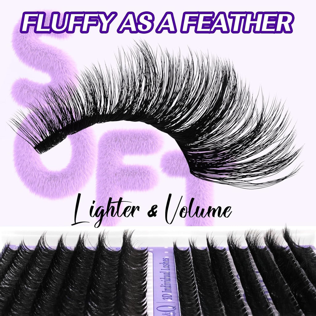 Lash Extension Kit 3D Thick Lash Clusters Kit 280pcs Eyelash Extension Kit 10-18mm 70D+90D D Curl DIY Lash Extension Kit with Lash Bond and Seal, Lash Remover (KIT-70D+90D-MIX10-18mm)