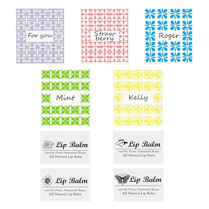 Kare & Kind DIY Lip Balm Container Tubes - 50-Pack (10x5 Colors) - Including 50 Writeable & Printed Lip Balm Stickers - Twist Mechanism and a Cap - 3/16 Oz (5.5 ml) - Moisturizing