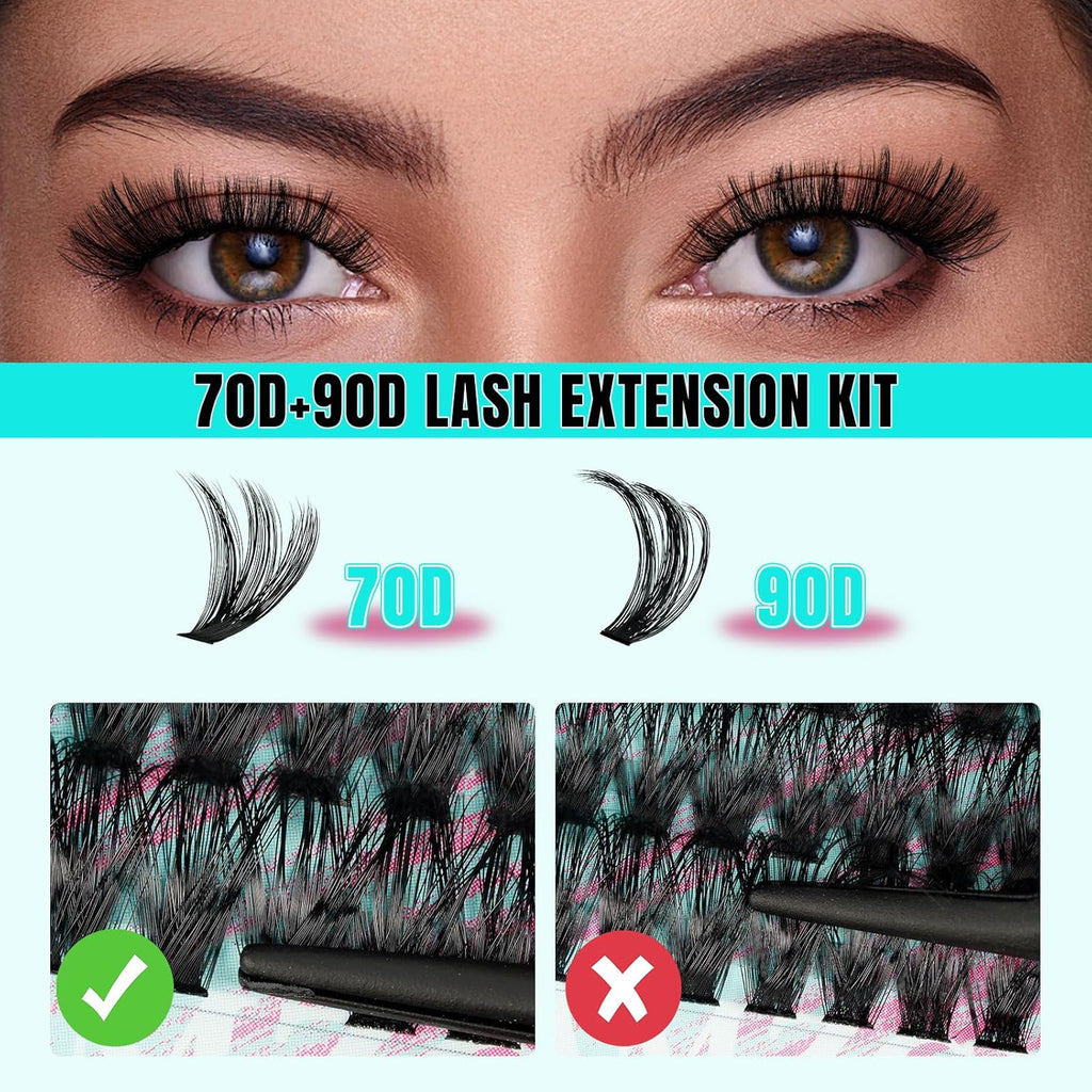 Lash Clusters 320Pcs 70D 90D Eyelashes Cluster D Curl Individual Wispy Lashes Cluster for DIY Cluster Eyelash Extensions at Home for Beginners (Mix10-16mm)