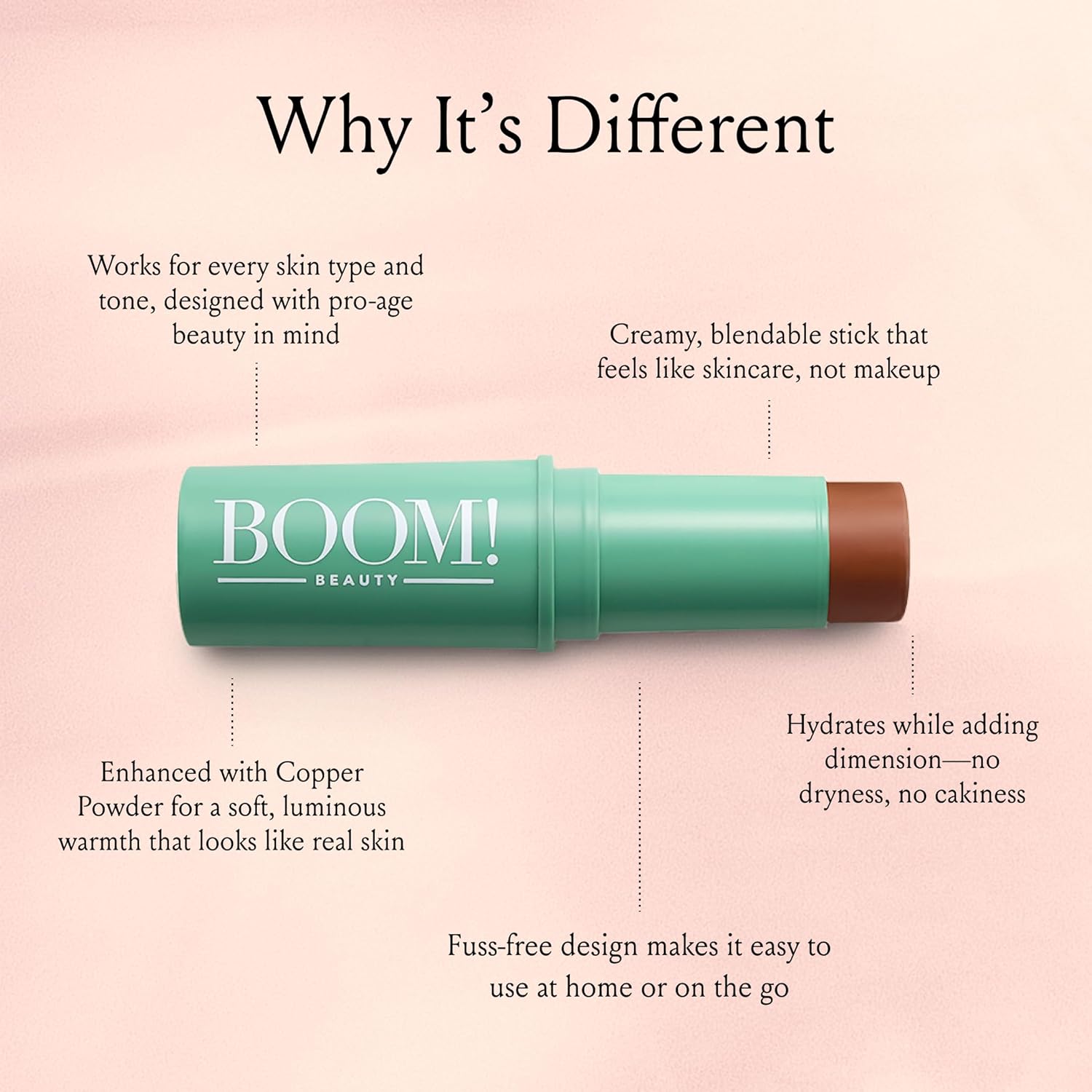 BoomStick Bronze ™ 3-in-1 Cream Blush Stick for Eyes, Lips & Cheek, Long-Wearing Blendable & Building Color Vegan Lipstick Pen for All Skin Types Boom Stick By Cindy Joseph