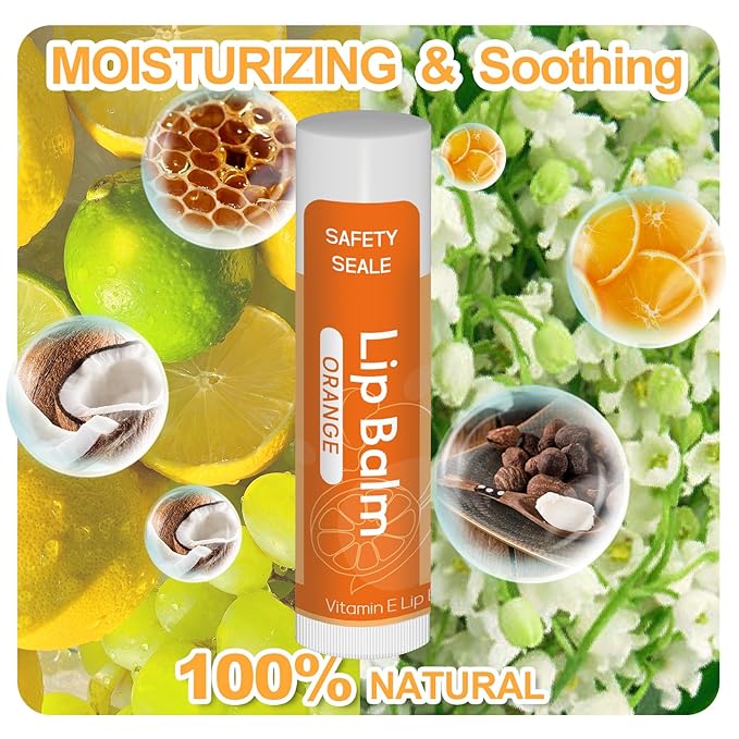 20 Pack Natural Lip Balm Bulk with Vitamin E and Coconut Oil Valentine's Day best choice - Moisturizing, Soothing, and Repairing Dry and Chapped Lips Valentine's Gift - 10 Flavors - Non-GMO