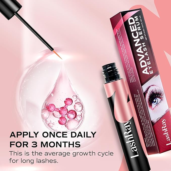 Lash Serum for Eyelash Growth: LashRay Eyelash Enhancing Serum to Grow Longer Thicker Eyelashes and Eyebrows
