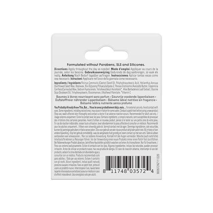 Yes To Fragrance-Free Avocado Nourishing Lip Balm, Moisturizing Non-Sticky Salve To Replenish Lips With Nutrients, With Omega-3 Fatty Acids & Hyaluronic Acid, Natural & Cruelty Free, 0.15 Oz, 3-Pack