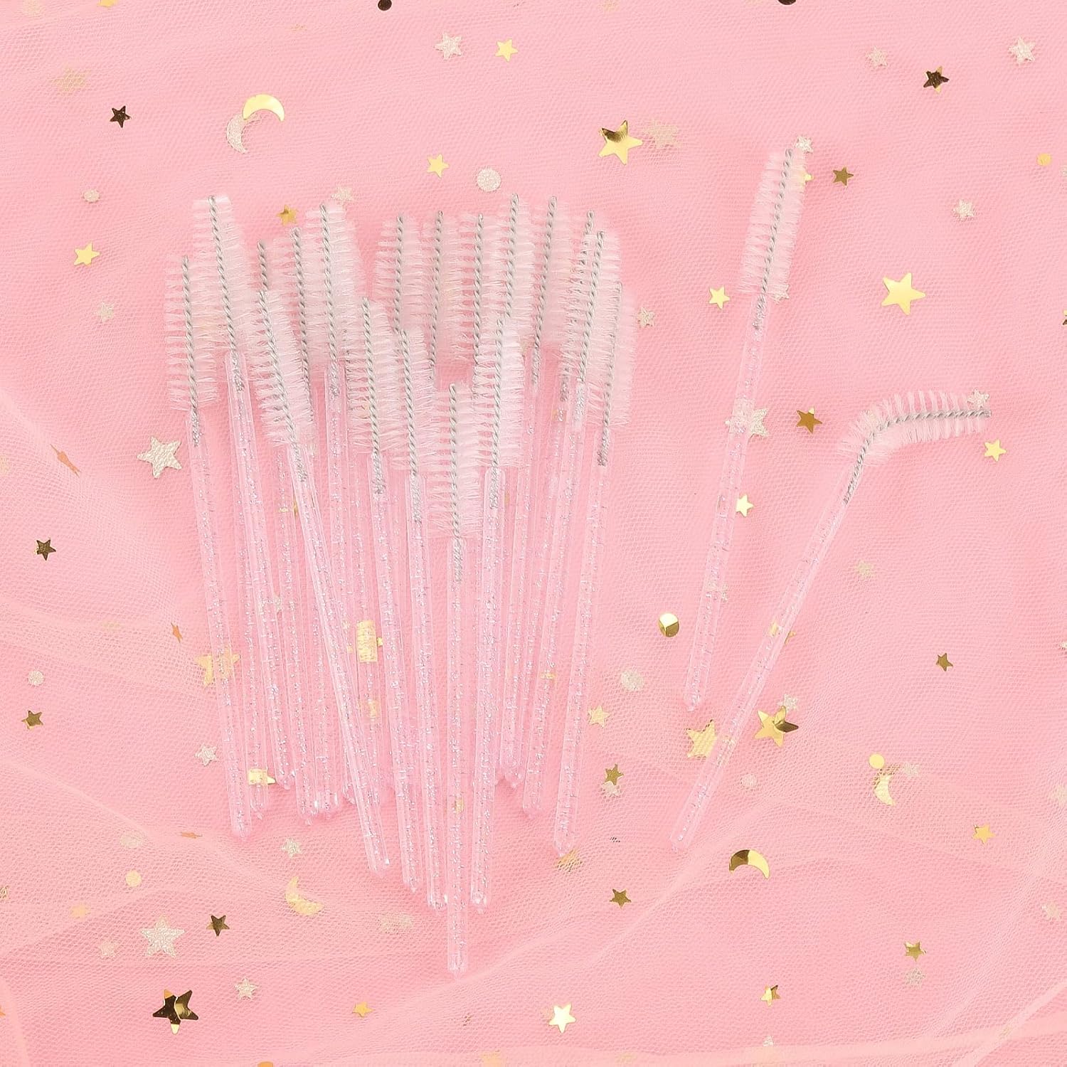 Tbestmax 500 Disposable Mascara Wands Eyelash Brush Spoolies for Eyebrow Eye Lash Extension (Pink, White)