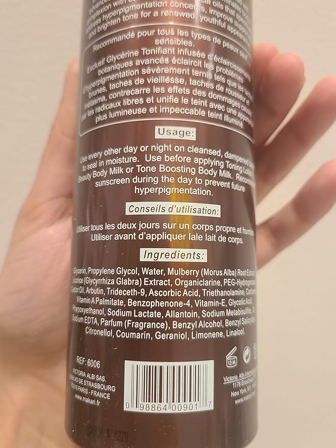 Makari Exclusive Active Intense Tone Boosting Body Glycerin (16.8 oz) | Skin-Brightening Body Glycerin | Moisturizes and Softens | Promotes Even Skin Tone | for All Skin Types Except Sensitive