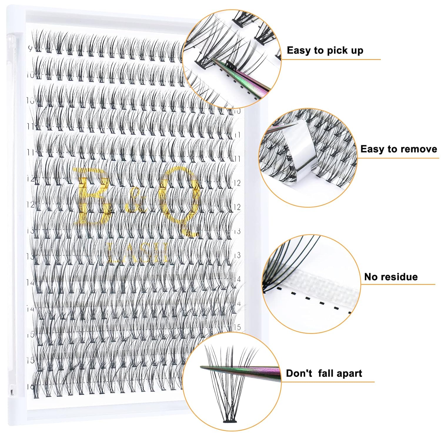 B&Qaugen Individual Lashes 20D-C-9-16mix Cluster Lashes 280 Clusters False Eyelash C D Curl Wispy Lashes Bottom Lashes Diy Lashes at Home（20D-C-9-16 mix）