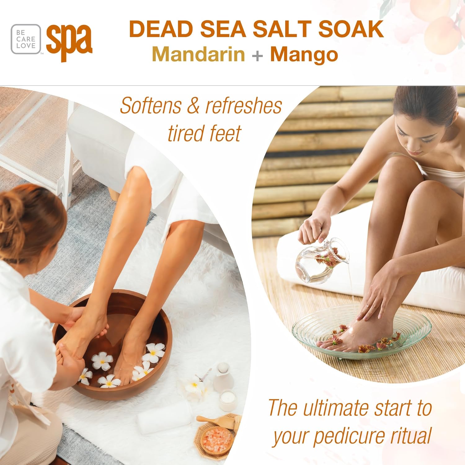 Be Care Love (BCL) Spa Dead Sea Salt Soak (16 oz, Mandarin & Mango)
