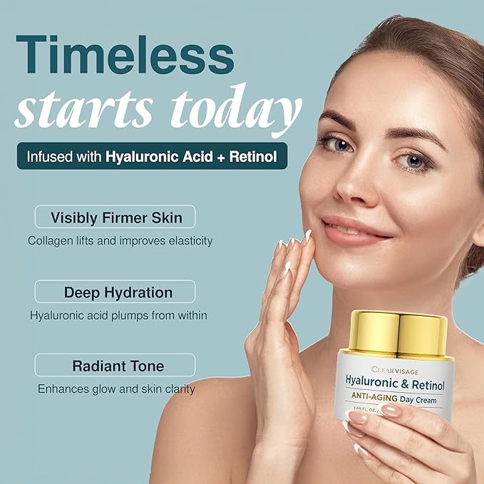 Hyaluronic Acid Moisturizer with Retinol - Korean Anti-Aging Cream, Plumps & Smooths Skin - Dermatologist Tested, Cruelty-Free Korean Skin Care for All Skin Types - 1.69 fl. oz