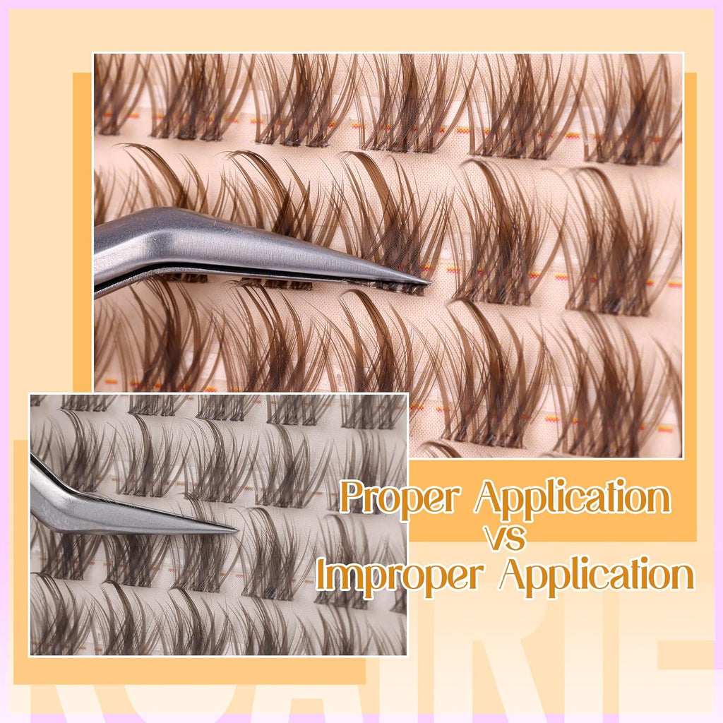 Brown Lash Clusters Natural Eyelash Clusters Manga Lashes Clusters Wispy Lashes Extensions with Invisible Band 3D C Curly Cluster Eyelash Extensions 10-16mm DIY Individual Lashes by Ruairie