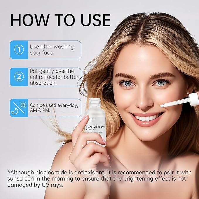 Niacinamide 10%+ Zinc 1% Serum For Face, Niacinamide Serum For Face, Dermatologist, Redness Relieve-30ml 1floz, 2Pcs