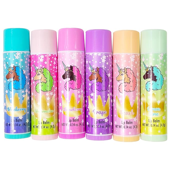 LUV HER Lip Balm Set Pack of 6 - Tinted Lip Balm with Playful Colors and Flavors - Perfect Girls Makeup Accessory - Ideal for Dry Weather Protection, Ages 3+