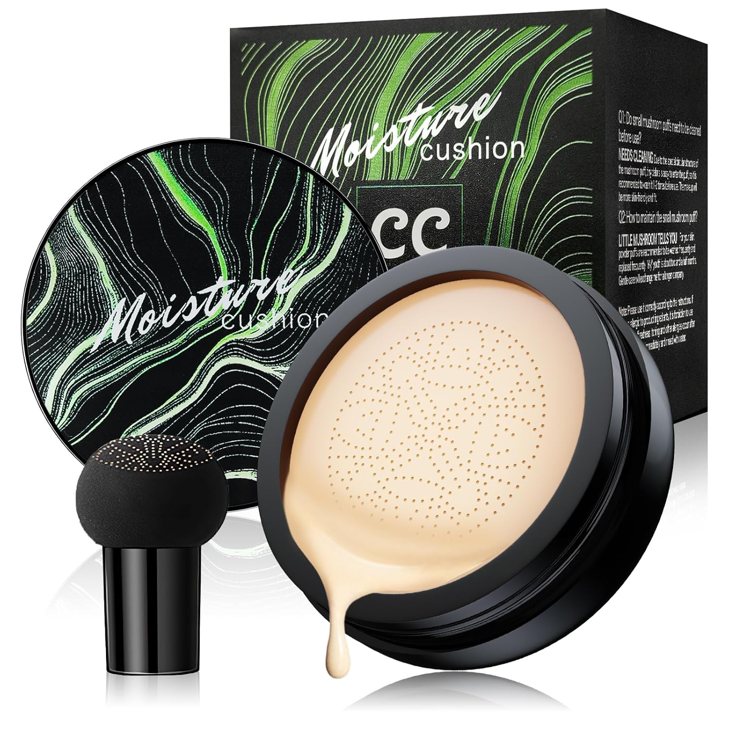 Mushroom Head Air Cushion CC Cream - BB Cream Foundation Makeup Concealer Moisturizing Oil Control, Long-Lasting & Waterproof, Easy Makeup Even Skin Tone (Ivory, 3.21 Ounce (Pack of 1))
