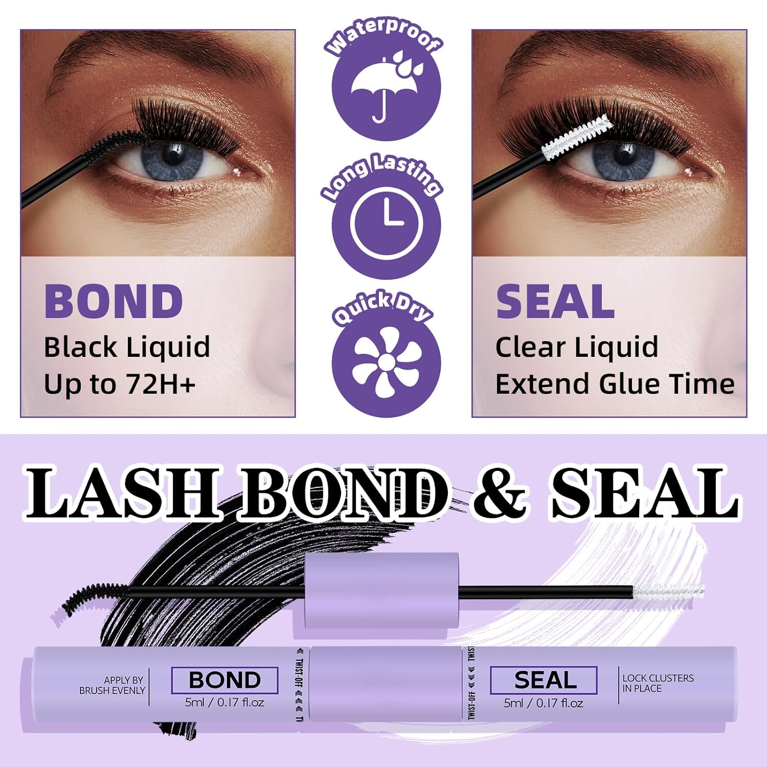 B&Qaugen Lash Extension Kit 280Pcs Volume Individual Lashes Kit Superfine Individual Eyelashes 10-18mm Soft D Curl Eyelash Clusters Kit with Bond and Seal Tweezers for Self Use （Kit-90D-10-18MIX）