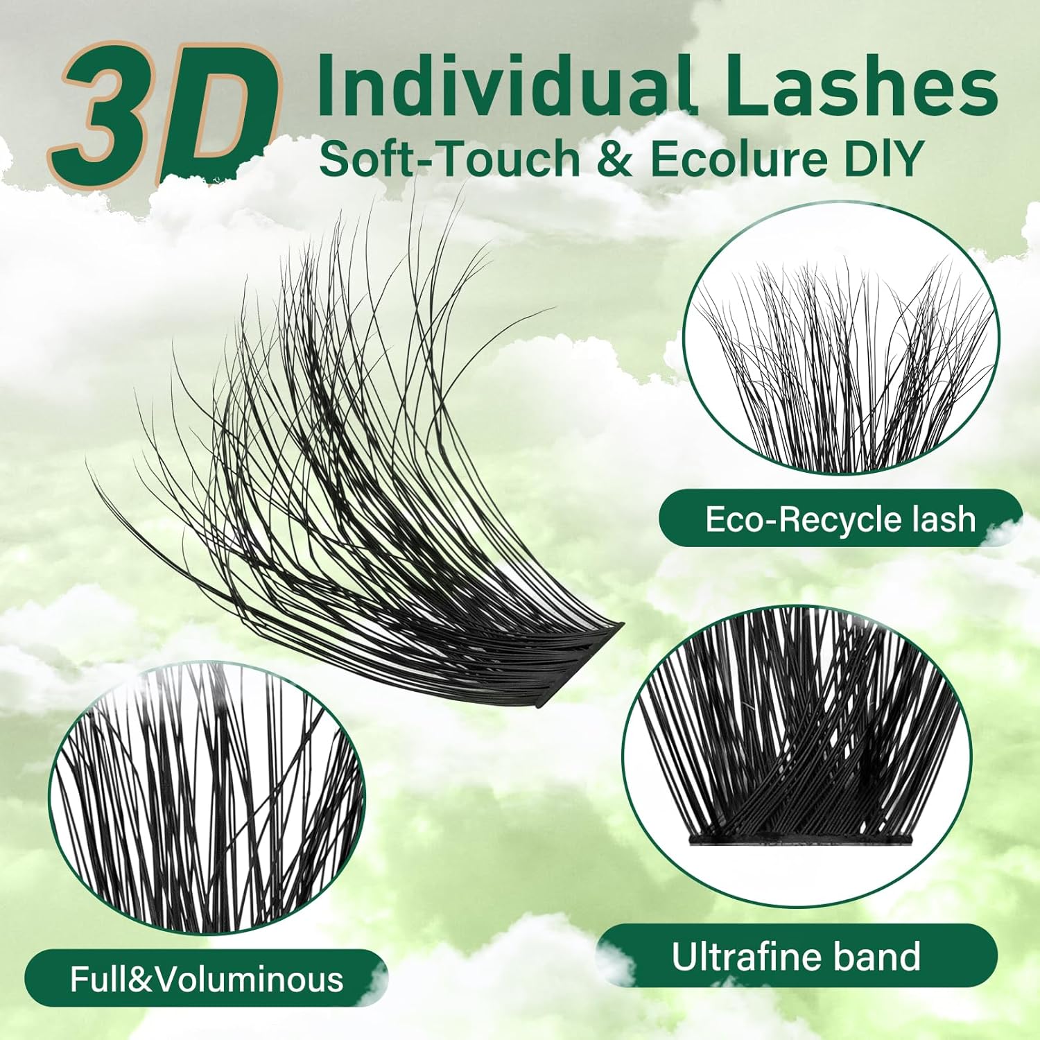 Clusters 3D Effect Eyelash Clusters 280pcs 100D D Curl 9-18MIX Individual Lashes Wispy Lashes Volume Cluster Lashes Natural Soft DIY Lash Extension(3D-100D-D-9-18MIX)