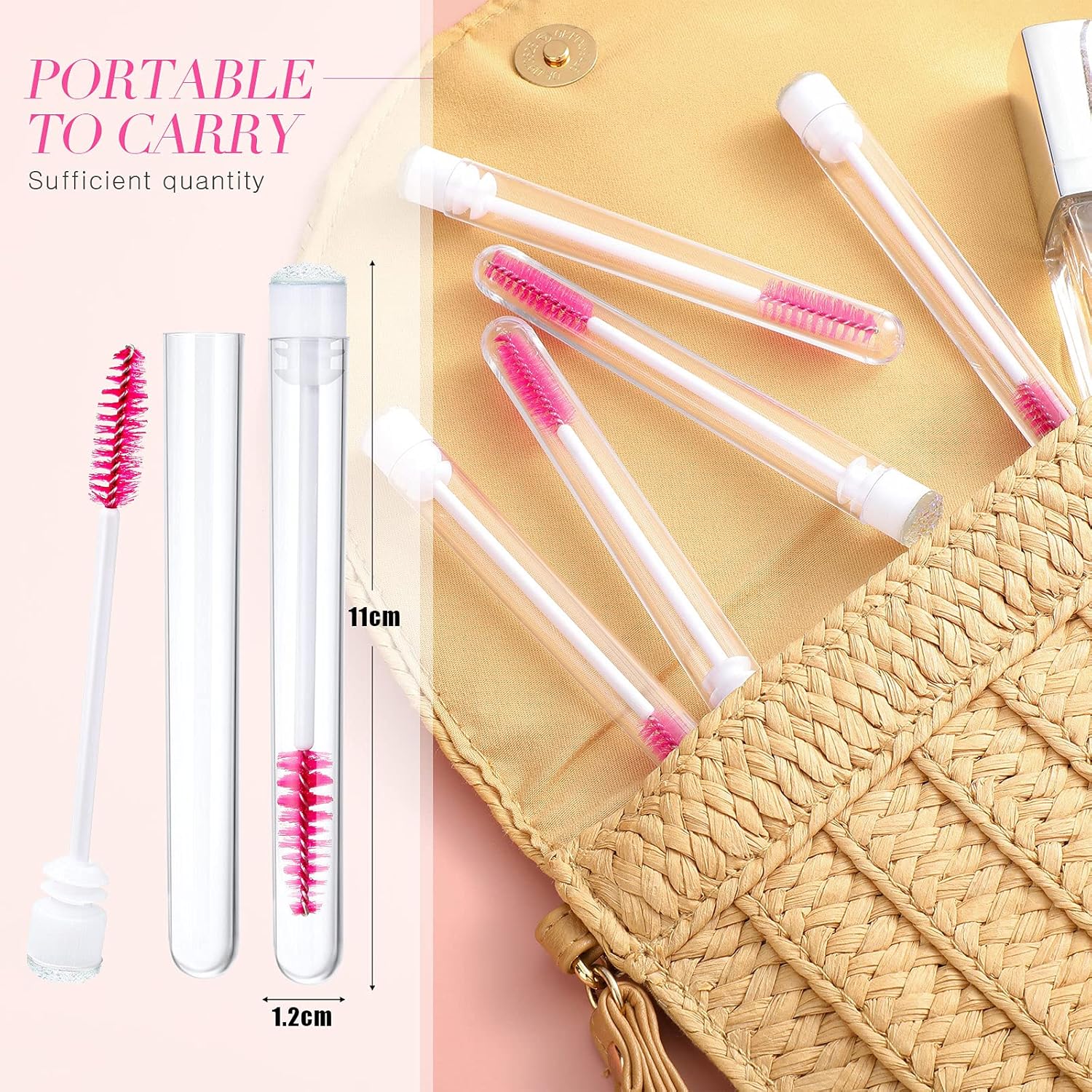 80 Pieces Disposable Mascara Brushes Tubes Set, 40 Pieces Empty Mascara Wand Tube with 40 Pieces Eyelash Brush Makeup Tool for Eyelash Extension(Colorful Sequins Style)