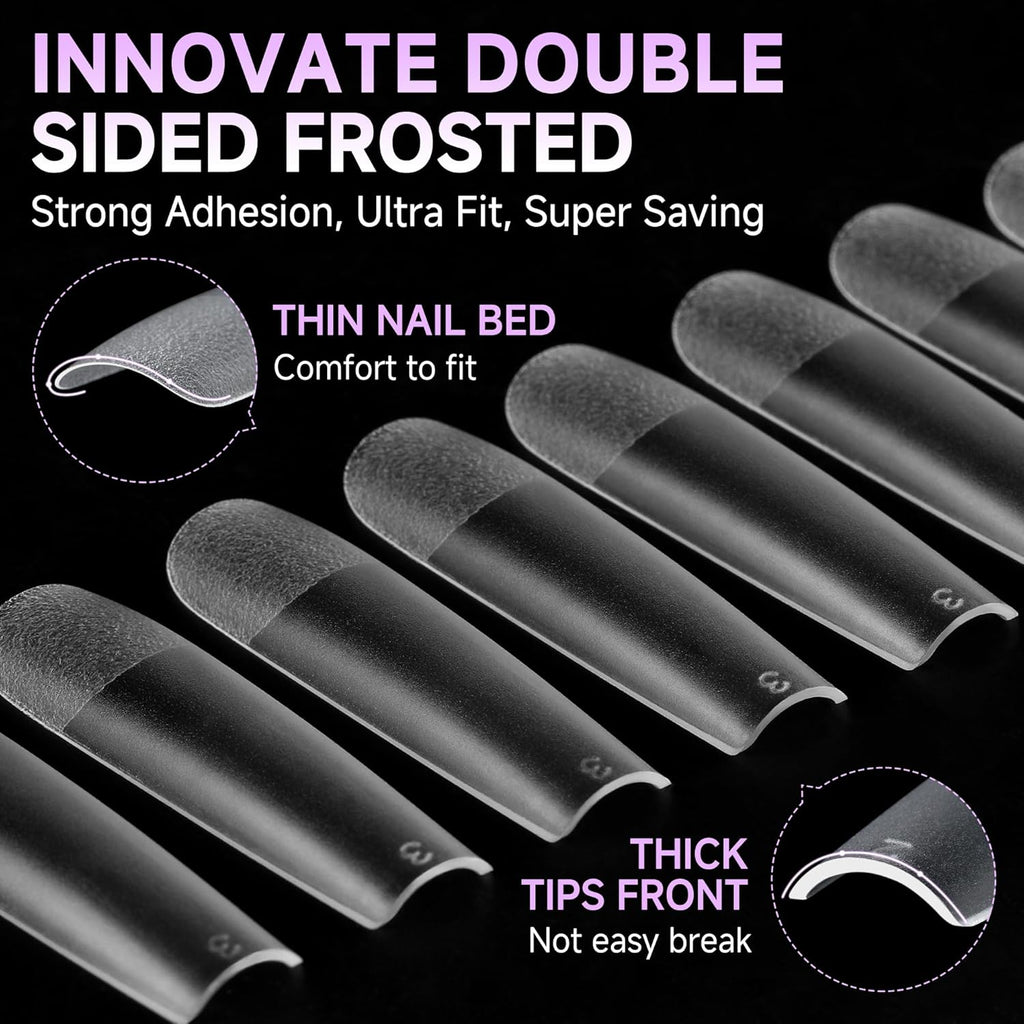 UNA GELLA XXL Long Square Nail Tips No Need File 216pcs Extra Long Straight Square Gel Nail Tips No C Curve Full Cover Press On Nails Clear Gel Extensions 12 Sizes