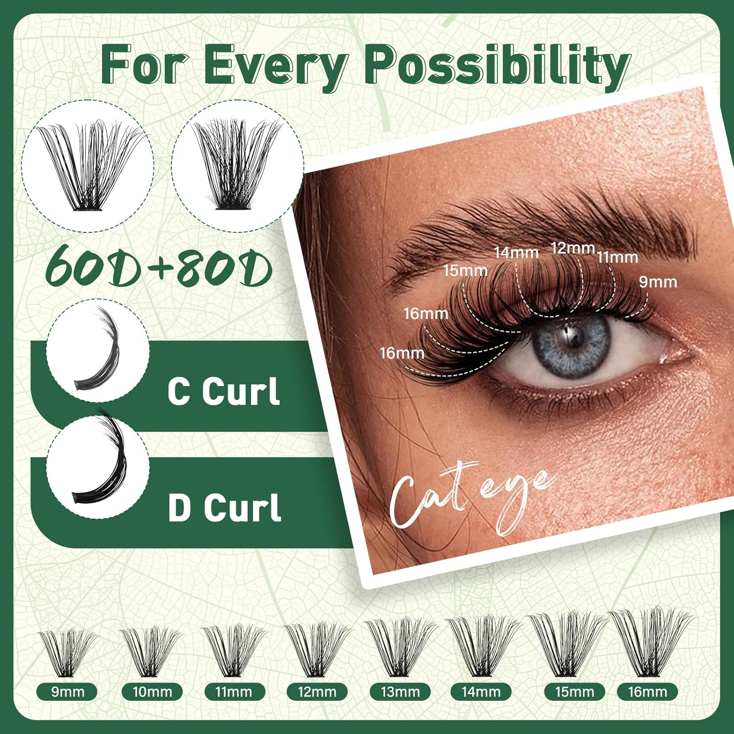 Lash Clusters 280Pcs Eyelash Clusters KEYYOU 60D+80D D Curl 9-16MIX Clusters Lashes Super Soft Wispy DIY Eyelash Extension at Home(60D+80D-D,9-16MIX)