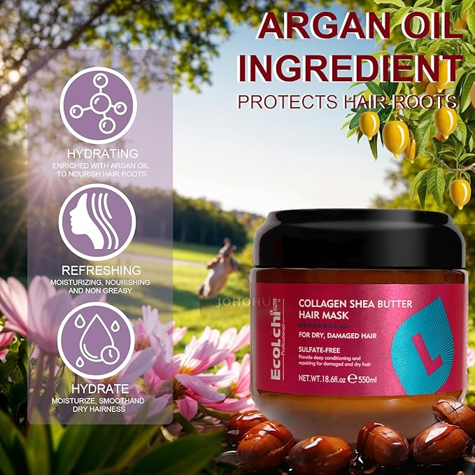 Collagen Shea Butter Hair Mask - Deep Conditioning Hair Treatment Mask Organic Natural Essence for Dry Damaged Hair