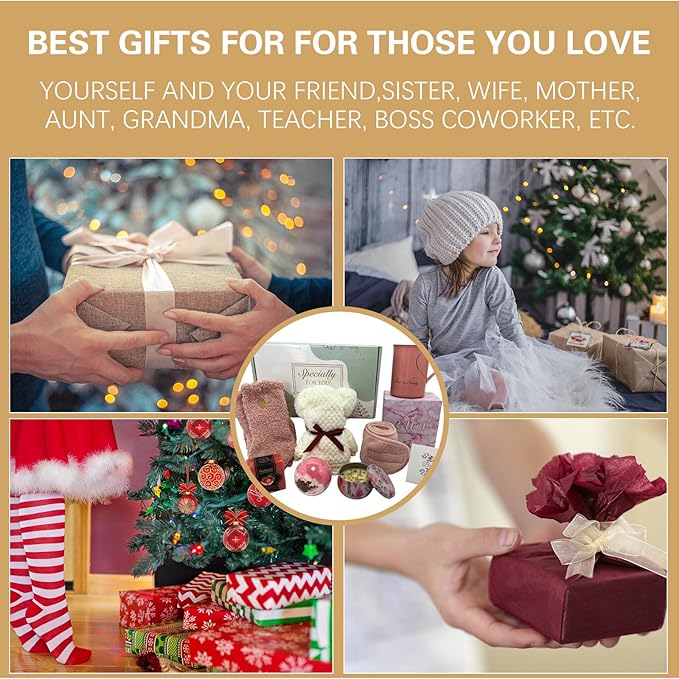 Spa Gift Baskets for Women, Luxury Self Care Relaxation Birthday Gifts for Women, Get Well Soon Gifts for Friend, Scented Bath Gift Box for Christmas,Thanksgiving,Valentine's Day