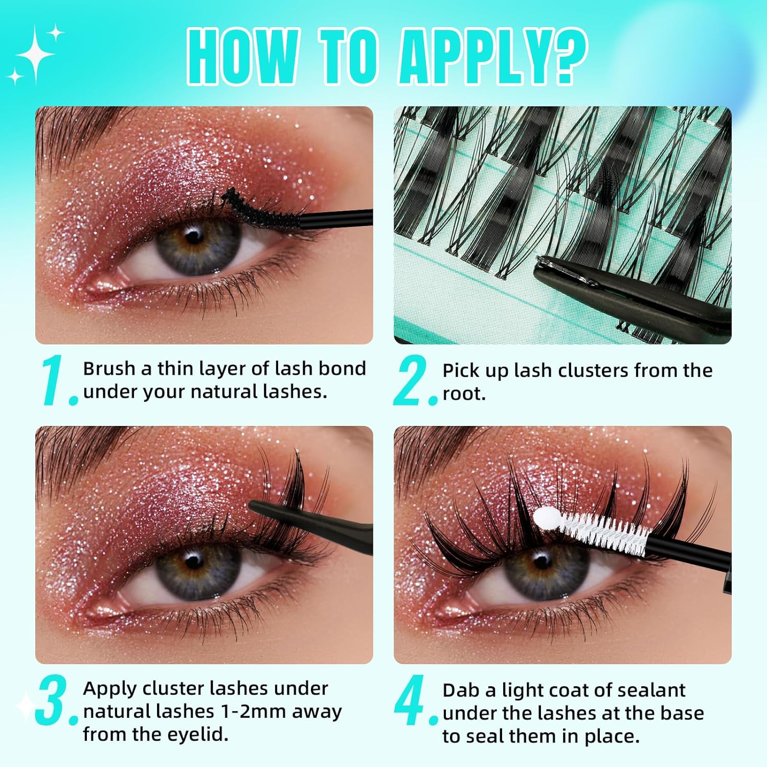 Manga Style Fairy Lash Clusters 144pcs DIY Individual Lash Clusters Natural for Eyelash Extensions Manga Lashes Wispy with Invisible Band(8-16mm-Mixed)