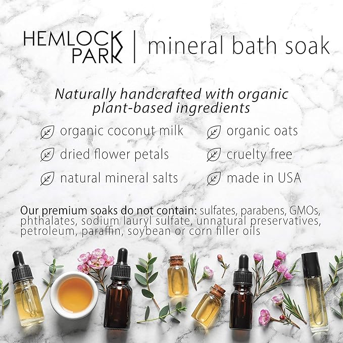 Hemlock Park Blood Orange Sage Coconut Milk Bath Soak | Organic Coconut Milk, Botanicals, Dead Sea, Epsom, and Himalayan Pink Mineral Salts | 9.5 oz Jar