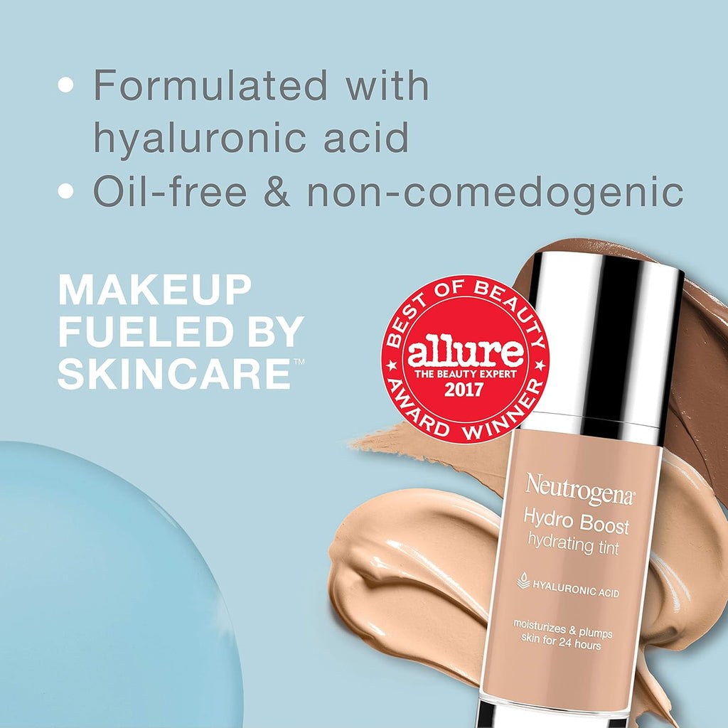 Neutrogena Hydro Boost Hydrating Tint with Hyaluronic Acid, Lightweight Water Gel Formula, Moisturizing, Oil-Free & Non-Comedogenic Liquid Foundation Makeup, 115 Cocoa Color 1.0 fl. oz (Pack of 2)