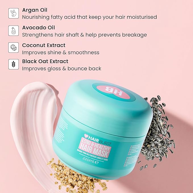 HAIR BURST Hydrating Hair Mask with Avocado Oil, Coconut & Black Oat Extract - Deep Conditioner for Hair Growth, Dry or Damaged Hair - Thickening Nourishing Hair Repair Treatment - 7.4 fl oz