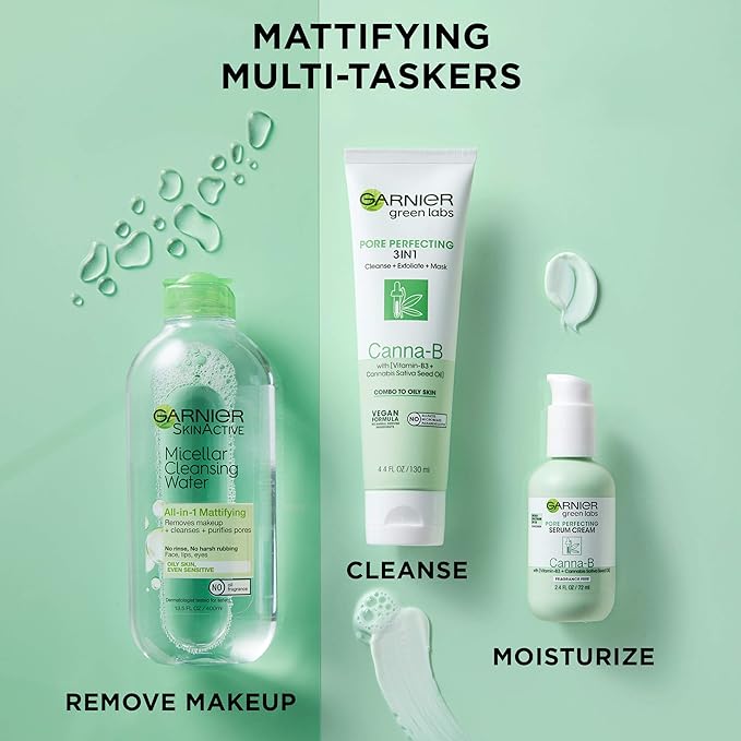 Garnier SkinActive Green Labs Canna-B Pore Perfecting 3-in-1 Face Wash unscented 2 Count