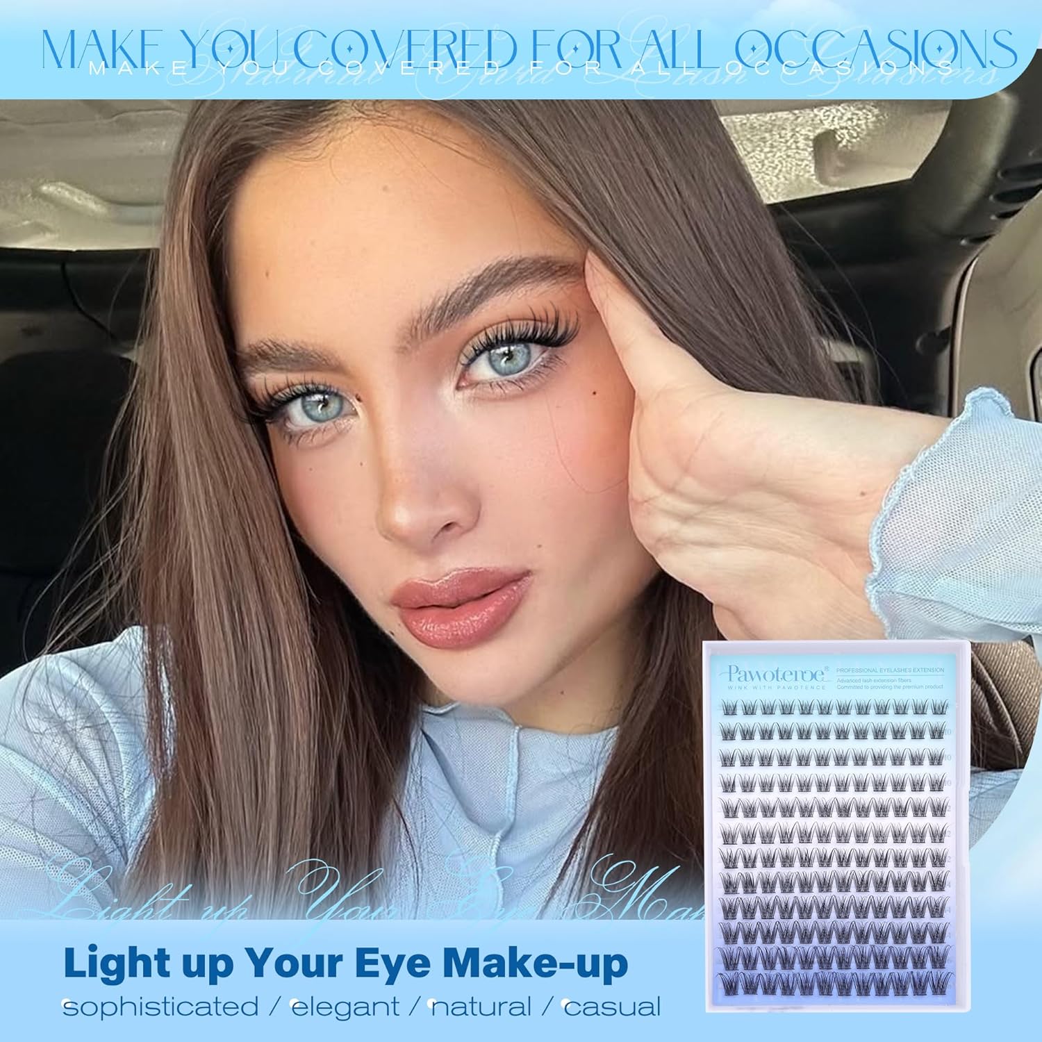 Pawotence Wispy Lash Clusters Natural Eyelash Clusters 8-16mm Cluster Eyelash Extensions 144pcs Fairy Individual Lashes Wispy Cluater Lashes Extension Natural Look