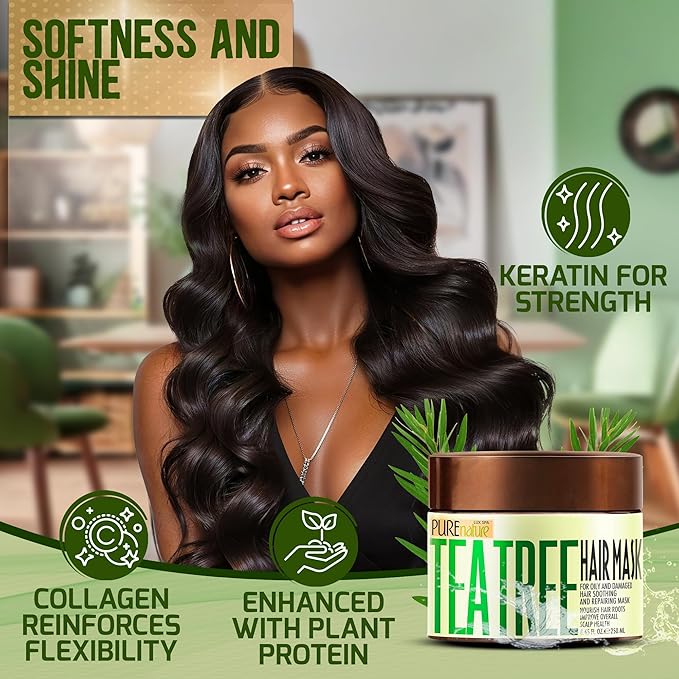 Tea Tree Oil Hair Mask - Conditioner and Deep Moisturizer Treatment for Dry Damaged Hair - With Hydrating Protein for Advanced Repair - Soothing for Itchy Scalps and Dandruff
