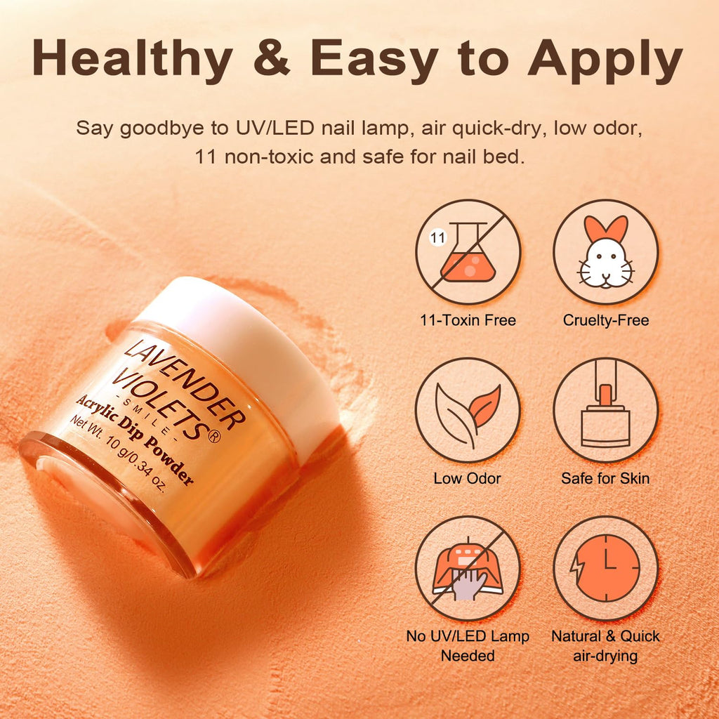 Lavender Violets 22pcs Halloween Dip Powder Nail Kit 16 Colors Red Brown Gold Green with Dip Powder Liquid Perfect Gift for Women Nail Art DIY M967