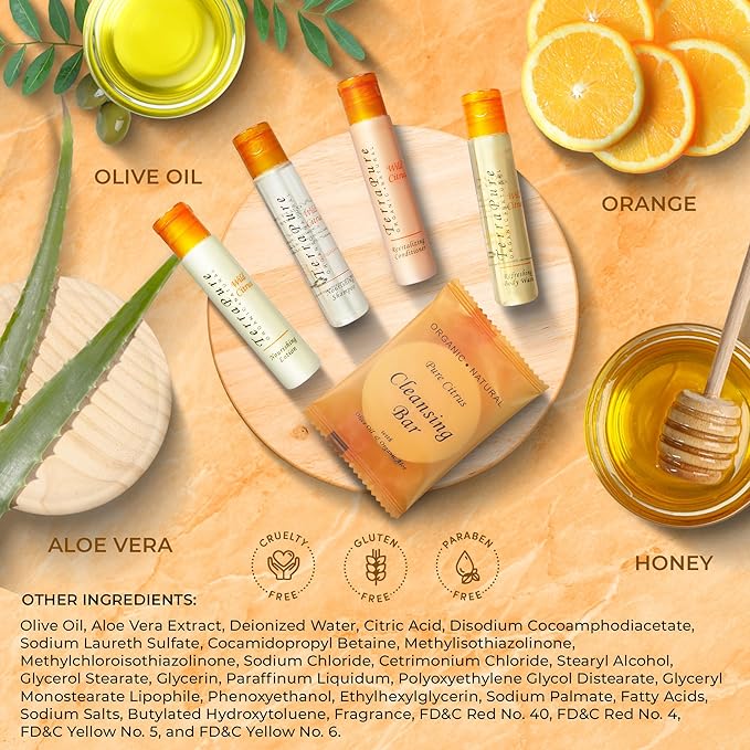 Terra Pure Amenity Kit | Boxed Hotel Toiletries Bulk Set | 1 oz Shampoo, Conditioner, Lotion, Body Wash & Cleansing Bar | 15 Sets per Case