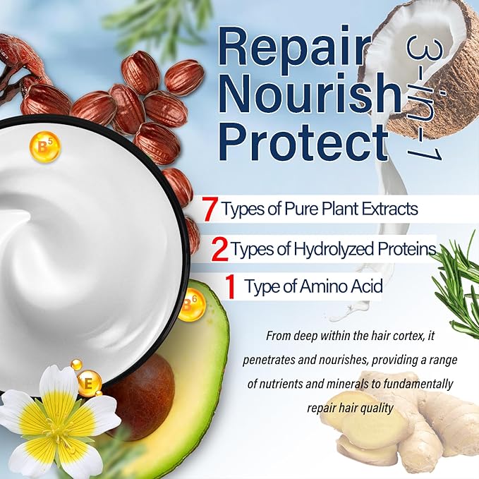 Hydrolyzed Keratin Hair Mask | Pure Plant Keratin Treatment at Home | Deep Moisture Repair Deep Conditioning for Dry, Damaged, Curly, Oily, Frizzy Hair Protein Mask