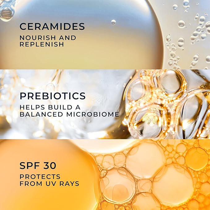 RoC Barrier Renew Day Cream with SPF 30, Moisturizer with Ceramides & Prebiotics to Protect Skin Barrier, (2.5 oz) with Retinol Eye Cream Packette