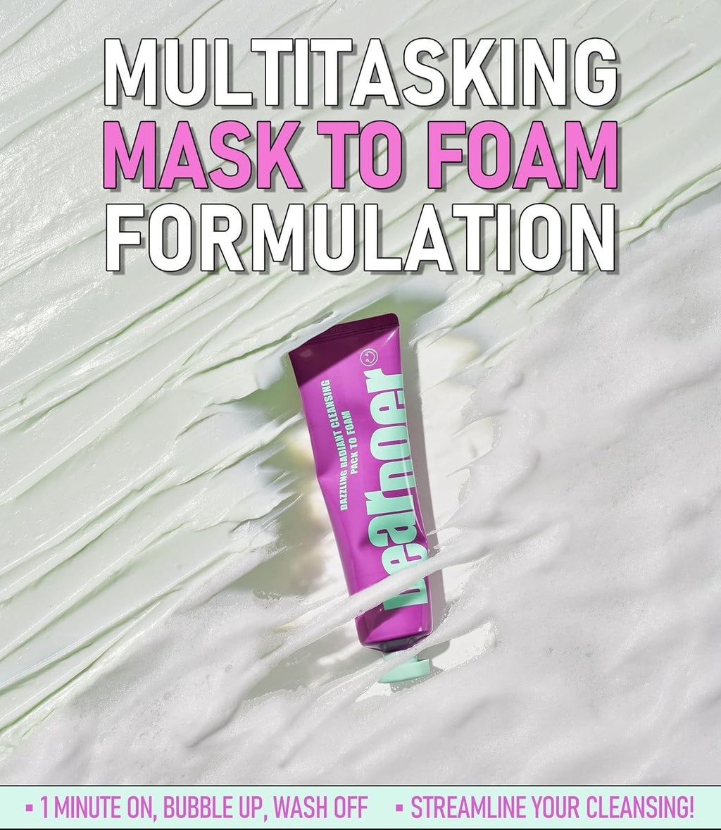 Dazzling Radiant Cleansing Pack to Foam – 3-in-1 Wash-Off Mask & Exfoliator & Cleanser w/Fresh Grape Extract & Niacinamide – Vitamin C and Resveratrol for Dry, Dull Skin (3.38 fl oz)