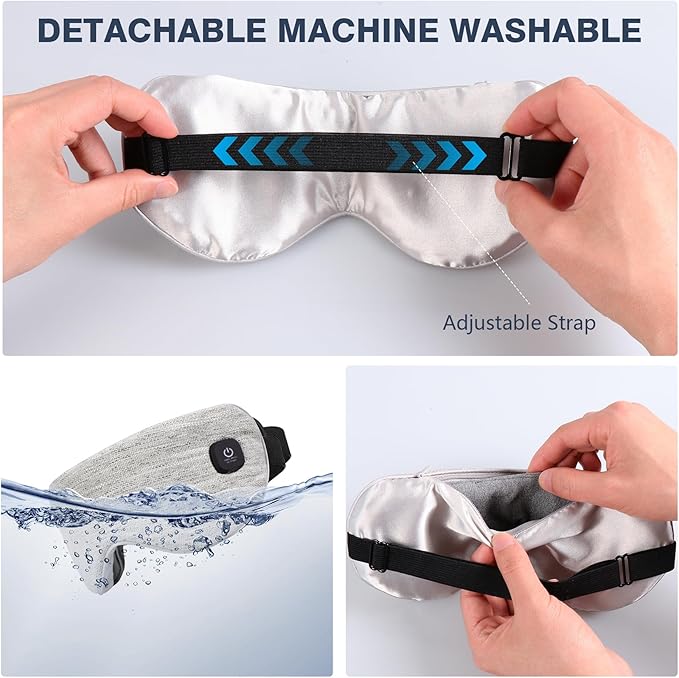 Heated Eye Mask Cordless, Warm Eye Compress for Dry Eyes Stye Blepharitis Chalazion MGD Eye Treatment, Heat Therapy to Unclog Gland, Soothe Tired and Sore Eyes (Gray)