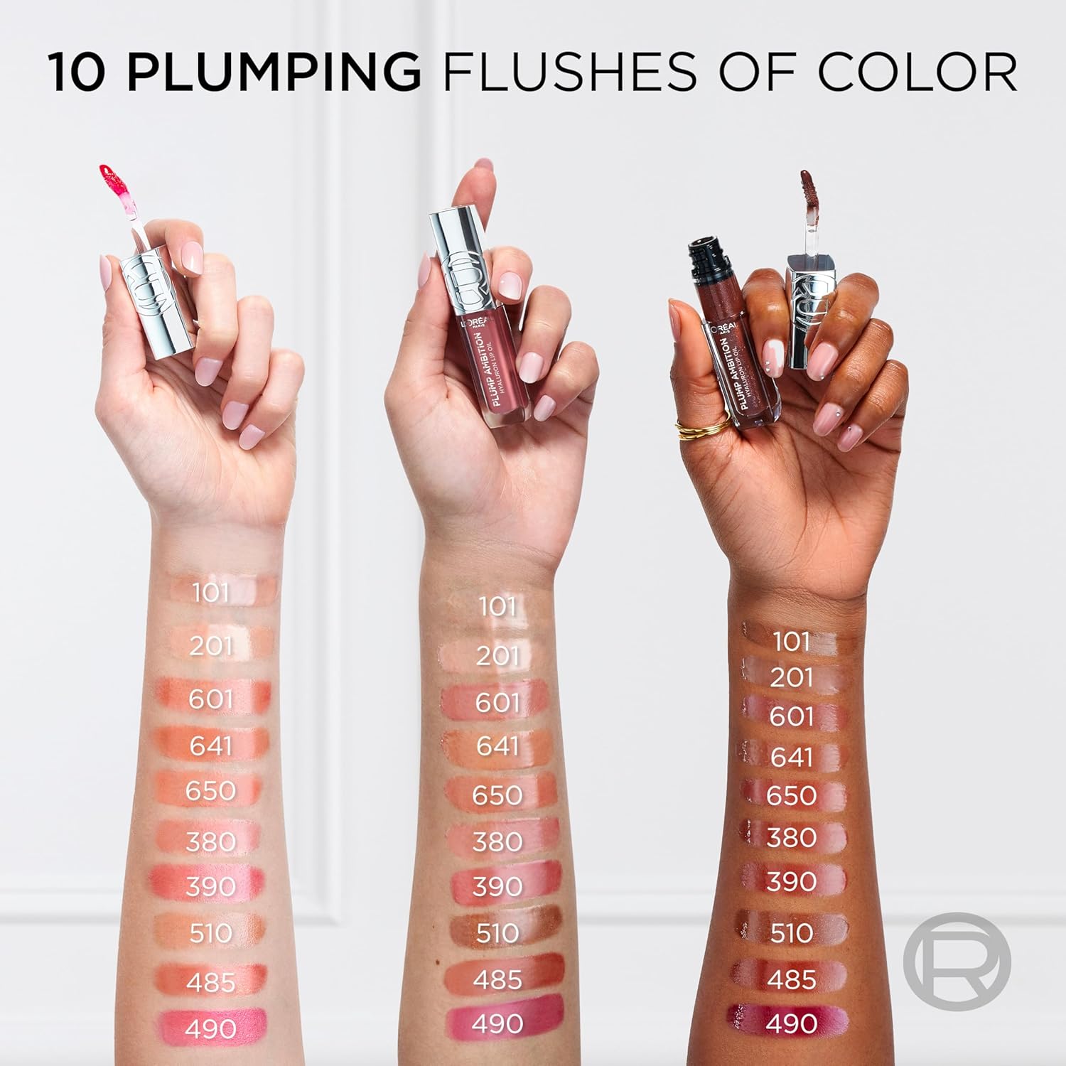 L'Oreal Paris Plump Ambition Hyaluron Lip Oil, 24 HR Lip Gloss with Hyaluronic Acid, Volumizing Formula with Glass-Like Shine, La Nuit Sparkle, 0.16 Fl Oz