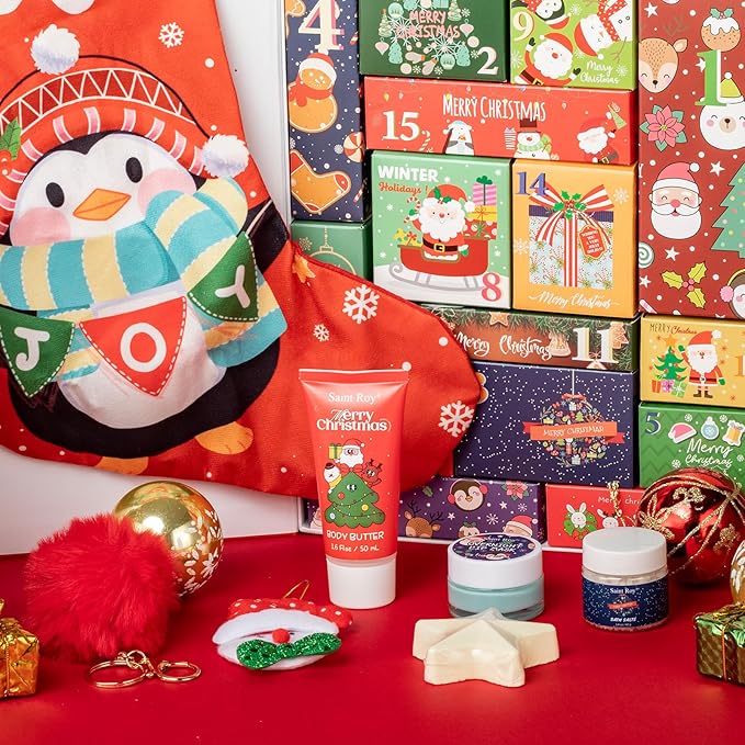 Christmas Gift Set, Bath and Body Gifts Sets for Women, Christmas Spa Gift Baskets for Women, Skincare Beauty Advent Calendar