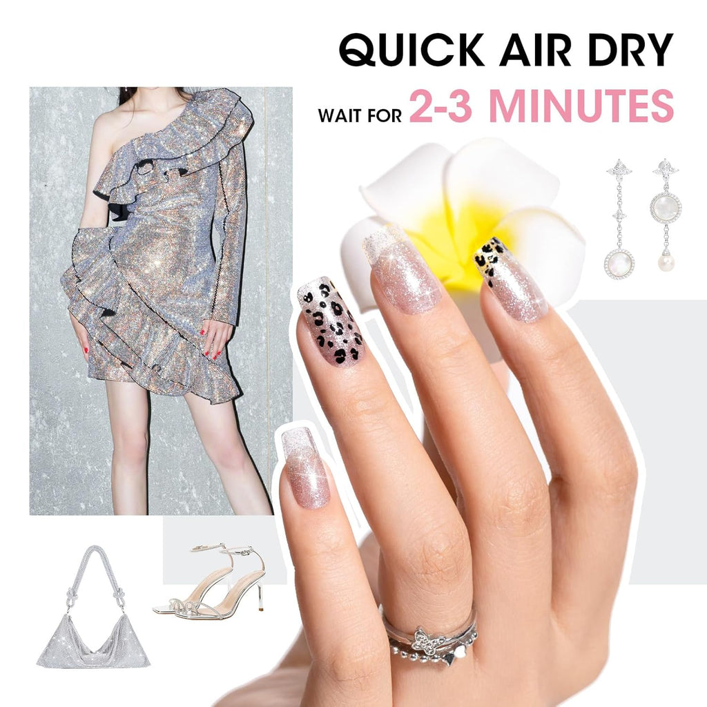 GELLEN Sheer Shimmer Pink Nail Polish & Clear Base Top Coat Nail Polish, Light Pink Shimmer Nail Polishes Summer Spring Translucent 6pcs Set, Quick Dry Regular Nail Polishes Non UV Gel, Hema Free