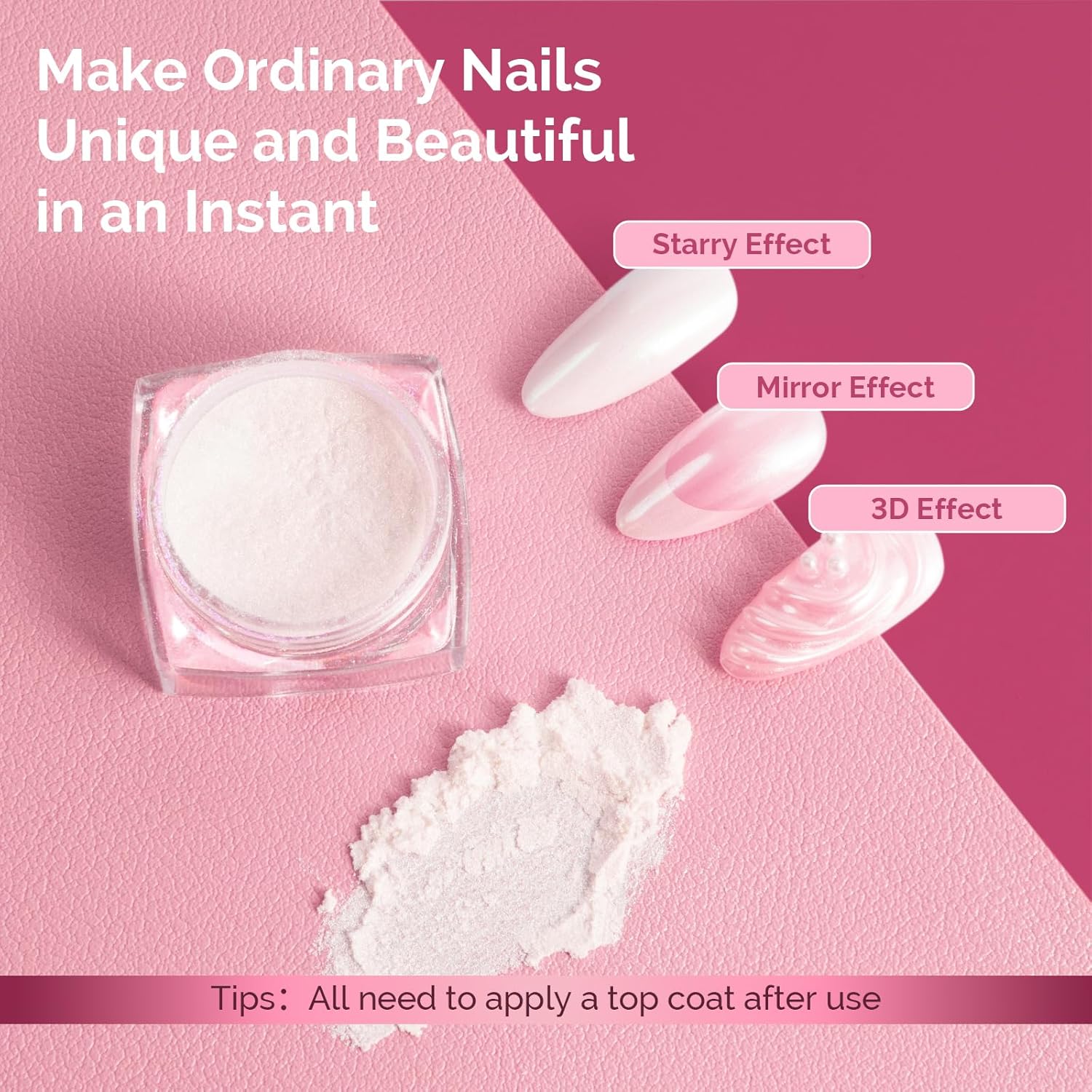 MelodySusie White Chrome Nail Powder for Gel Nails,Pearl Powder Mirror Effect Pigment Pearlescent Mermaid Pigment Pearl Glitter for Home DIY Salon Use Visit The MelodySusie Store