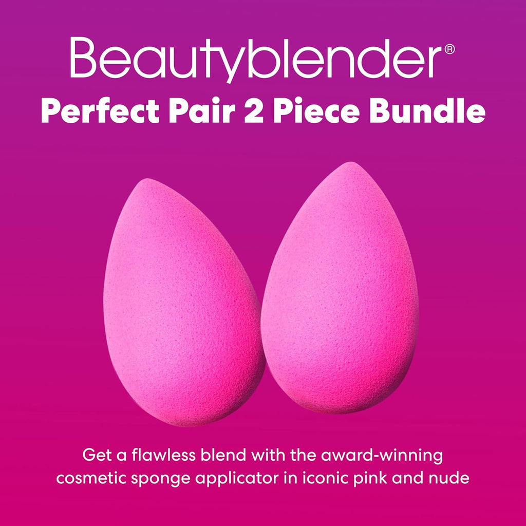 Beautyblender® | Original Pink Beauty Blender 2-Piece Bundle for Blending Foundations, Powders, and Creams, Super-Soft Foam for Streak-Free Application, Made in the USA, Reusable, Washable