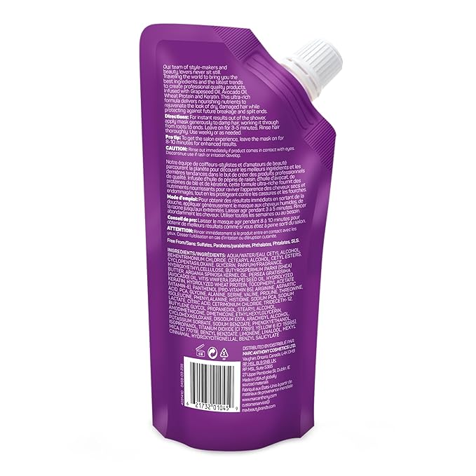 Marc Anthony Hair Mask for Dry Damaged Hair - Deep Conditioning Mask Protects & Nourish with Shea Butter, Avocado & Grapeseed Oils - Seal in Moisture and Rescues Visibly Damaged Hair - Sulfate Free