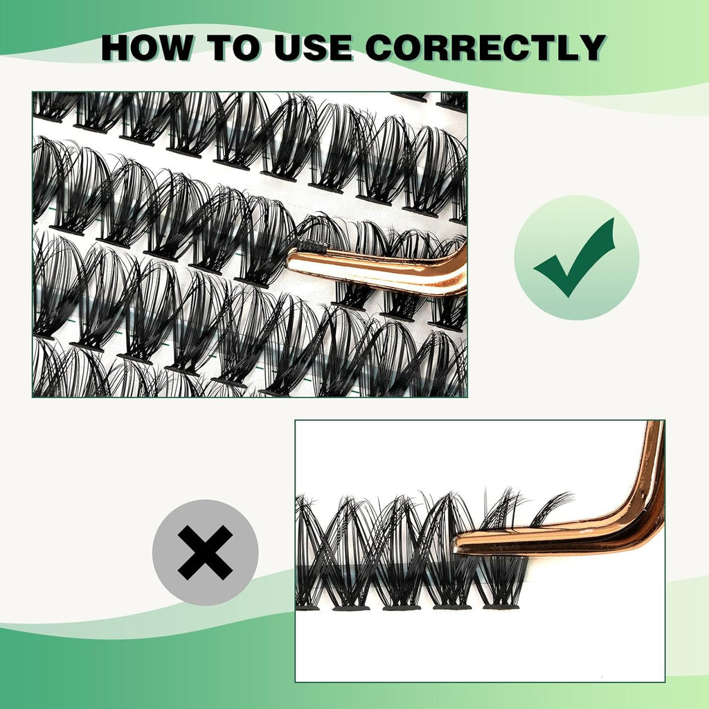 Lash Clusters 300pcs Individual Lashes 40D 0.07C Curl 11mm DIY Eyelash Extension KEYYOU Large Tray Volume Soft&Natural Cluster Lashes(40D-0.07C,11）