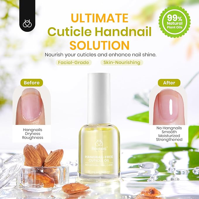 Beetles Cuticle Oil for Nail 15ml Almond Fragrance Care with Jojoba Oil & Vitamin E Nail Growth and Repairs Cuticles, Natural Sweet Almond Nourish Skin Salon Gifts for Women