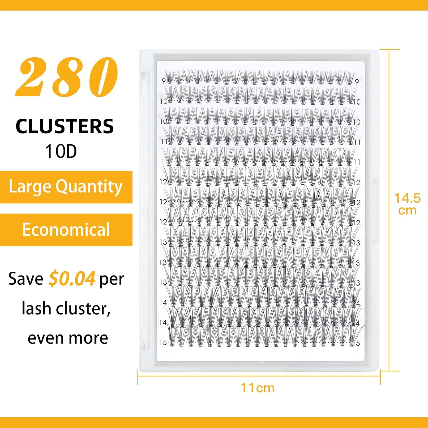 B&Qaugen Individual Lashes 280 Cluster Lashes Clusters Eyelash Clusters 10D 20D DIY Eyelash Extension Lash Clusters Extensions C D Curl Cluster Eyelash Extensions（10D-D-9-16 mix）