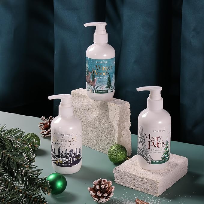 Christmas Hand & Body Lotion with Moisturizing Shea Butter for All Skin Type- Silent Night - Spruce Scent - 236 ML / 8 FL OZ
