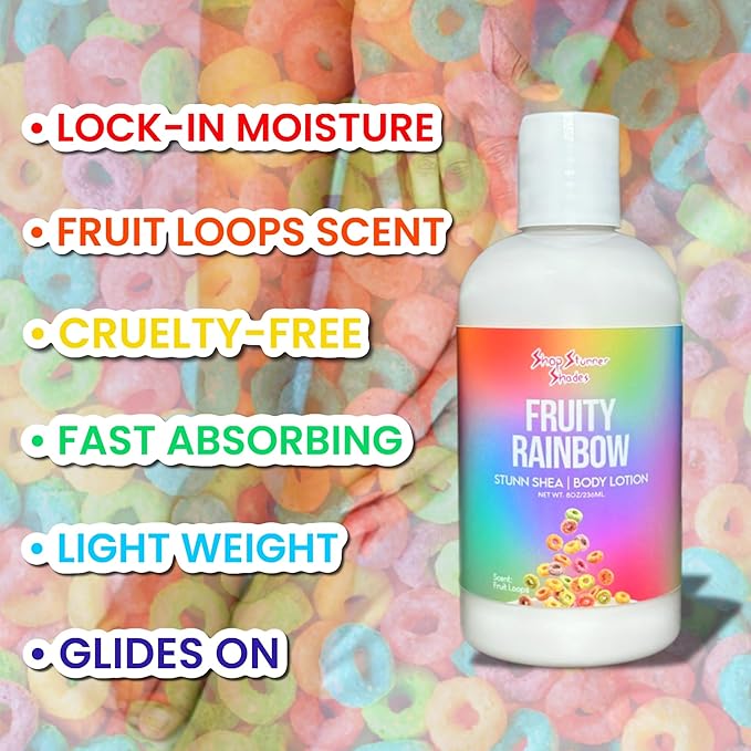 Shop Stunner Shades | Fruity Rainbow Nourishing Daily Lightweight Shea Butter Moisturizering Fruit Loops Scented Body Lotion, 8 fl oz