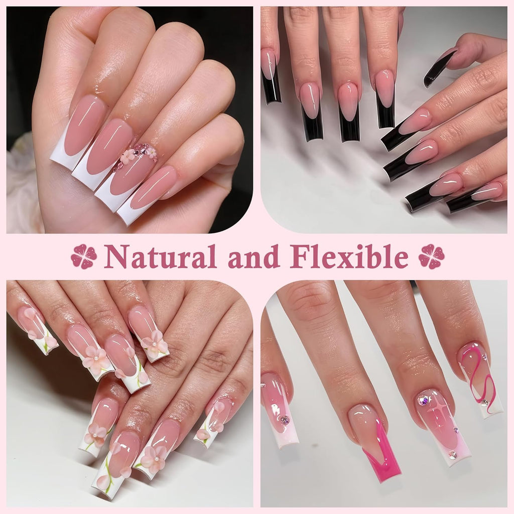 Medium Square Nail Tips, 360pcs Soft Gel Pre-Shaped Acrylic Fake Nails, Half Matte Full Cover Clear Gelly Press on Flase Nail Tips for Extension Nail Manicure Home DIY 12 Sizes Gelly Tips